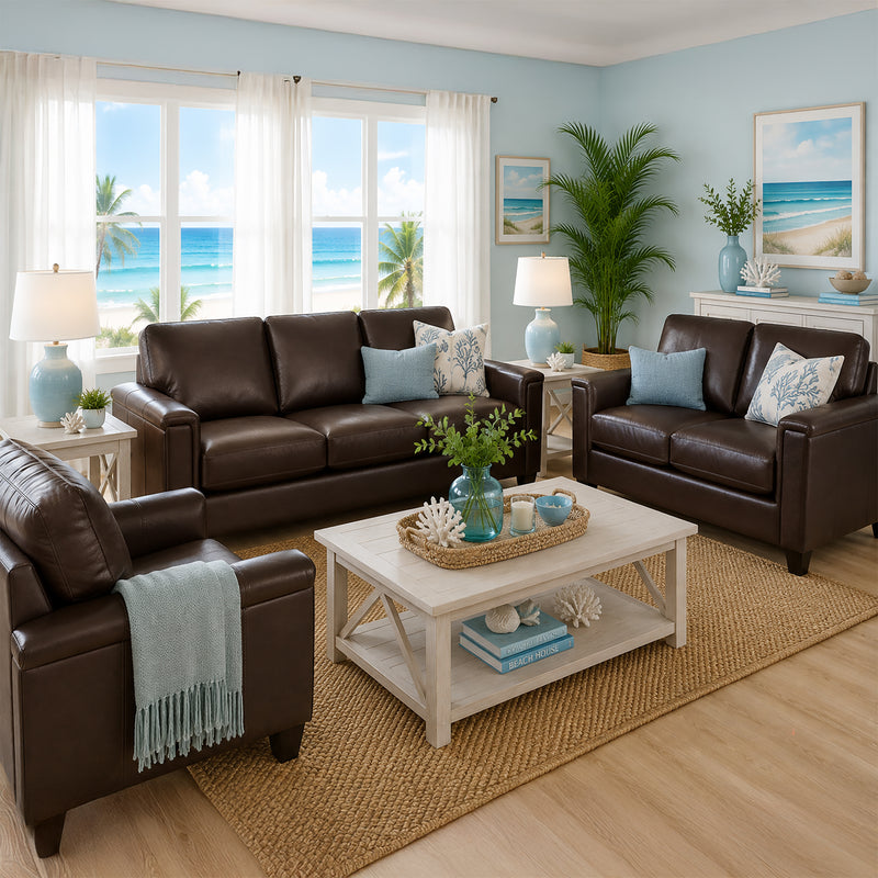 Benson Leather Sofa, Loveseat & Chair Set - Coja