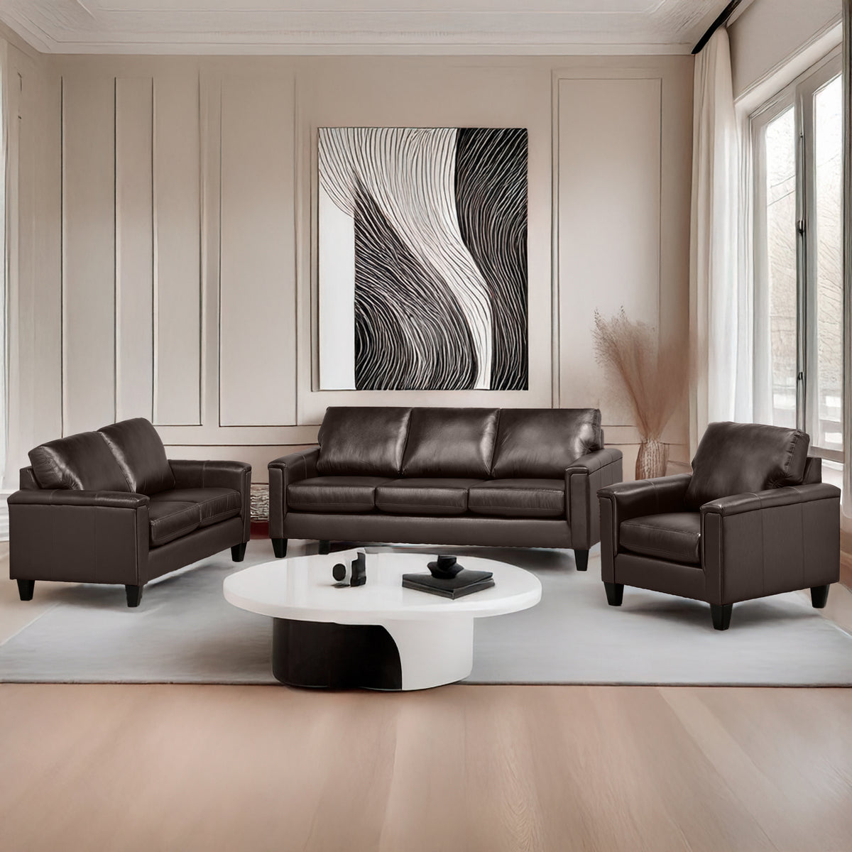 Benson Leather Sofa, Loveseat & Chair Set - Coja