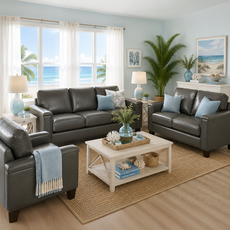 Benson Leather Sofa, Loveseat & Chair Set - Coja