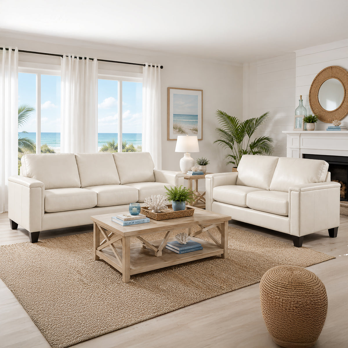 Benson Leather Sofa & Loveseat Set - Coja