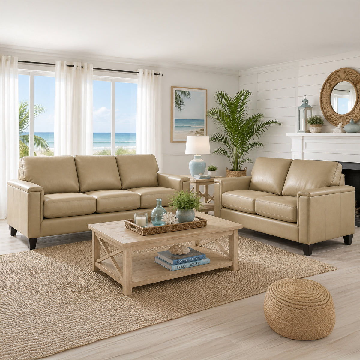 Benson Leather Sofa & Loveseat Set - Coja