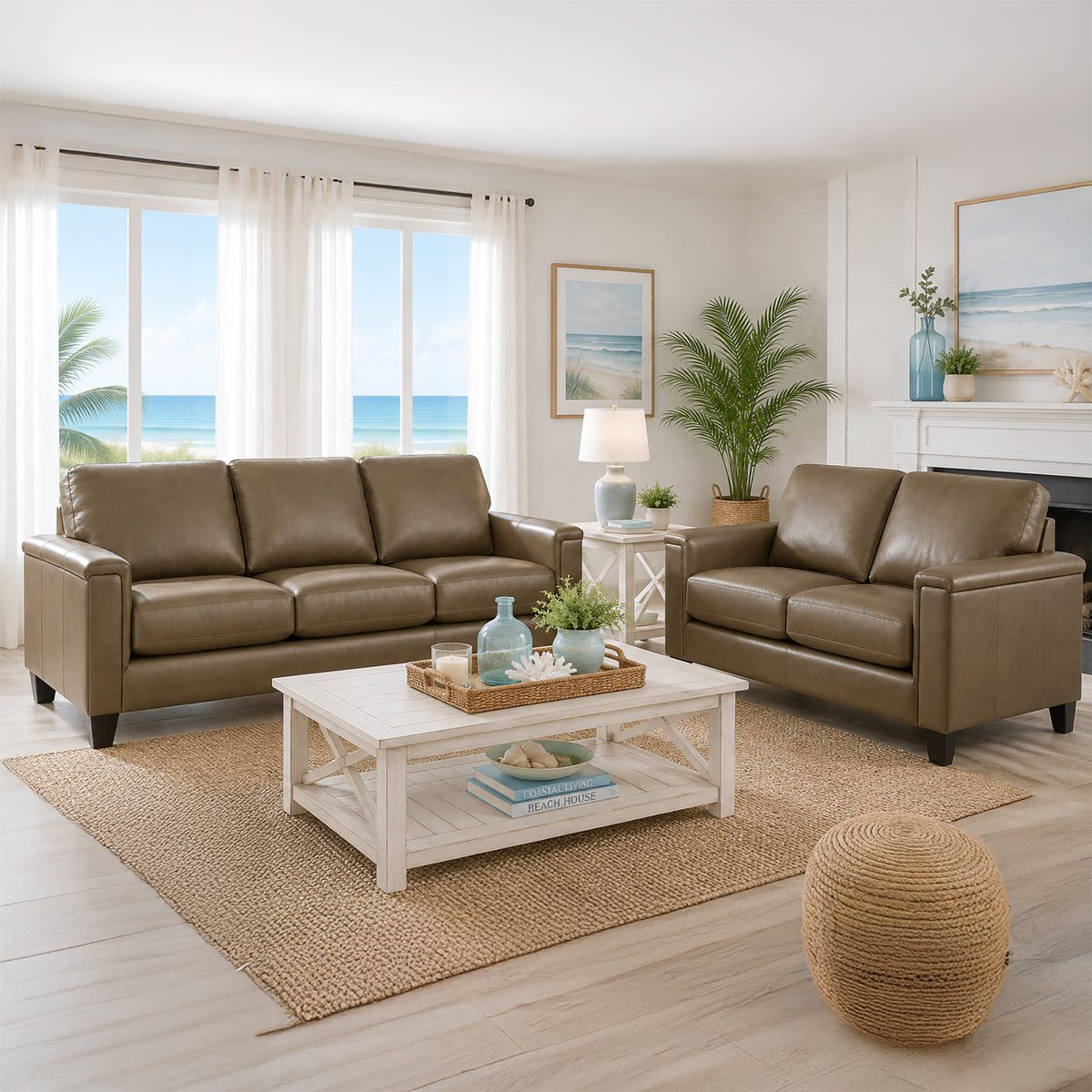 Benson Leather Sofa & Loveseat Set - Coja