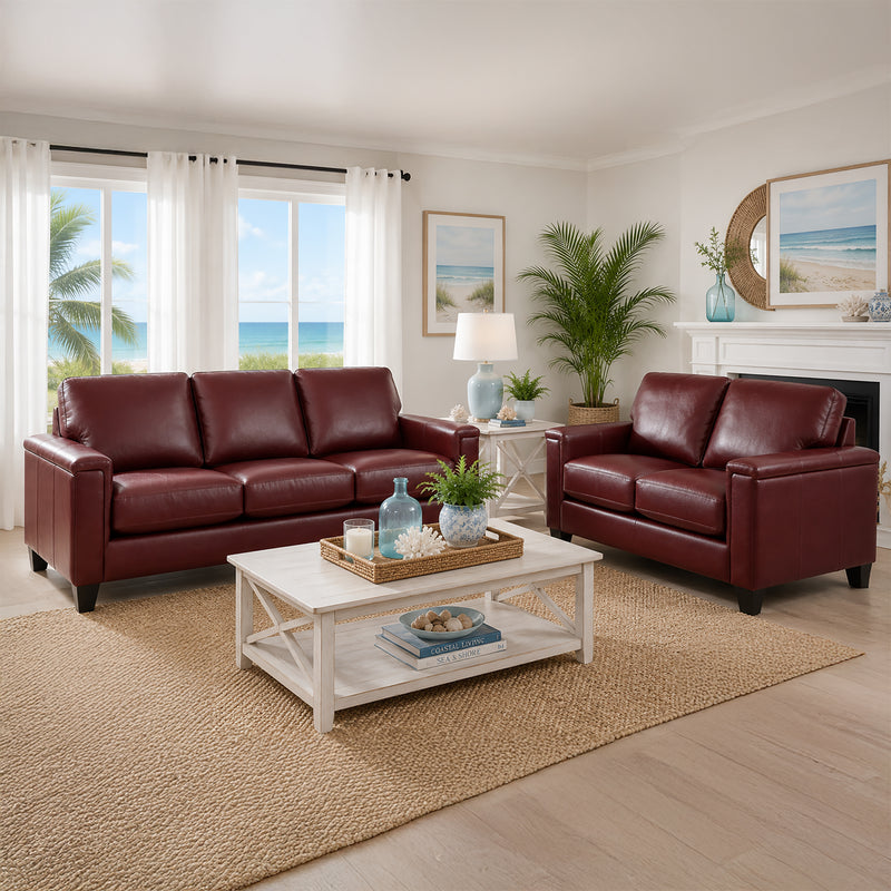 Benson Leather Sofa & Loveseat Set - Coja