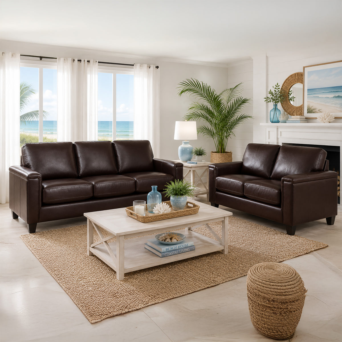 Benson Leather Sofa & Loveseat Set - Coja