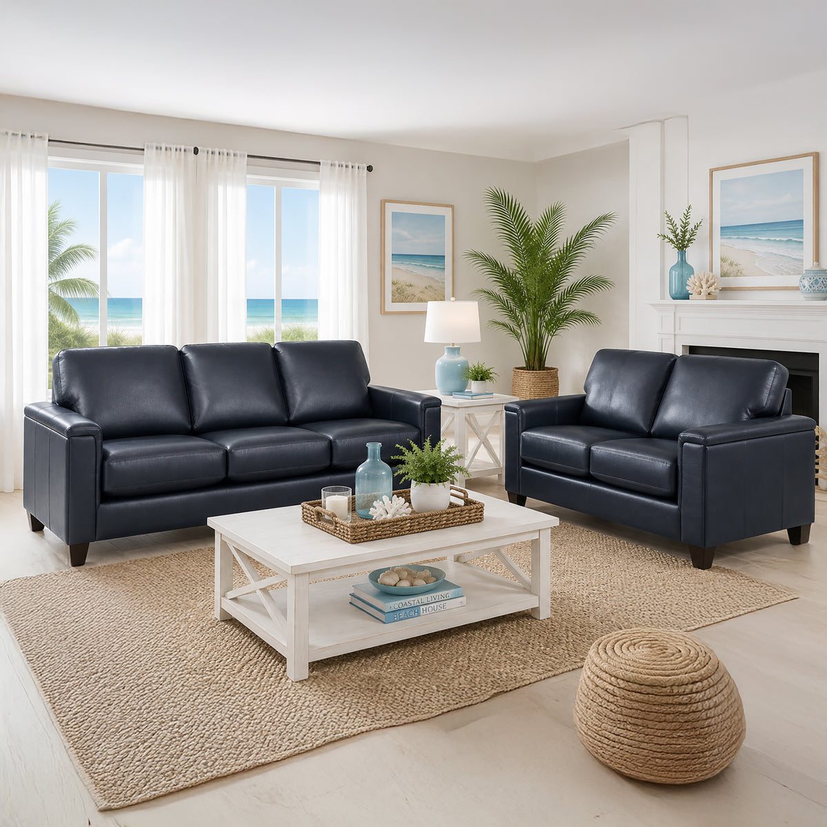Benson Leather Sofa & Loveseat Set - Coja