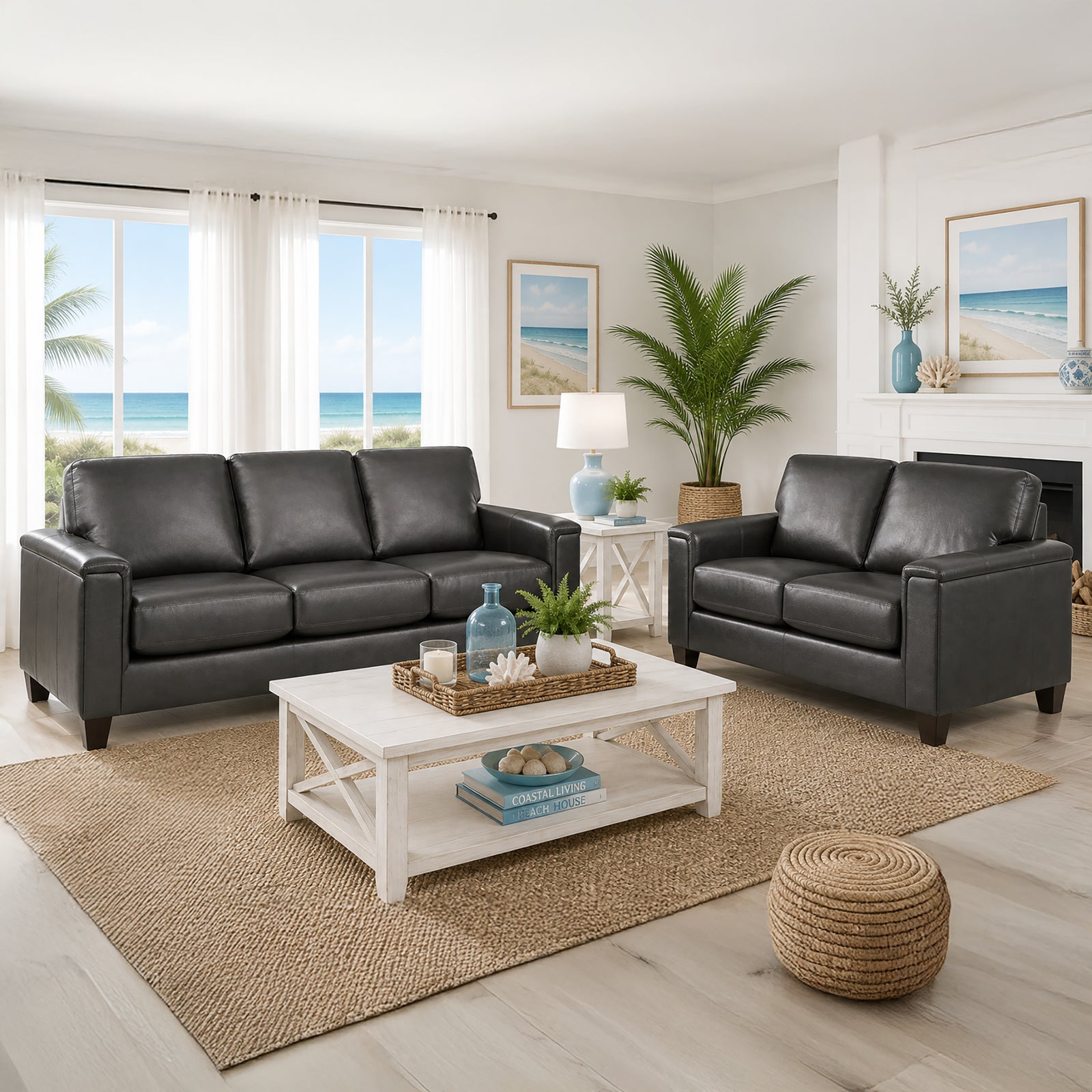 Benson Leather Sofa & Loveseat Set