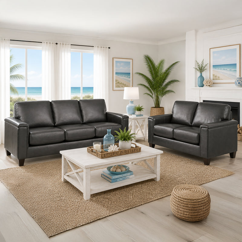 Benson Leather Sofa & Loveseat Set - Coja
