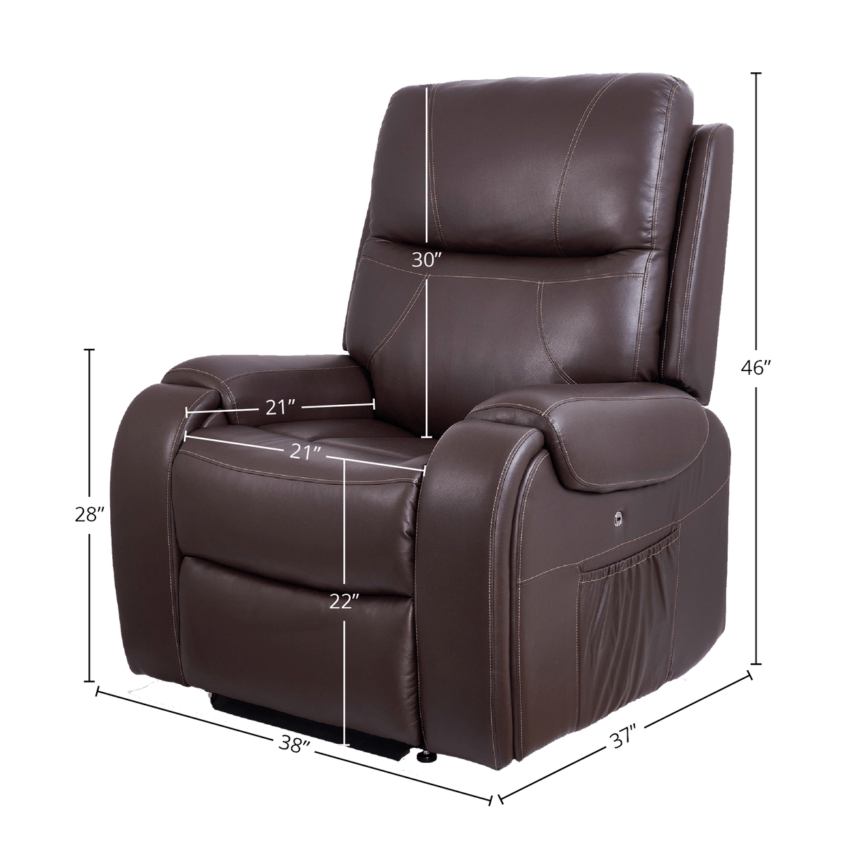 Bethal Power Headrest and Lumbar Fabric Wellness Recliner, Chocolate