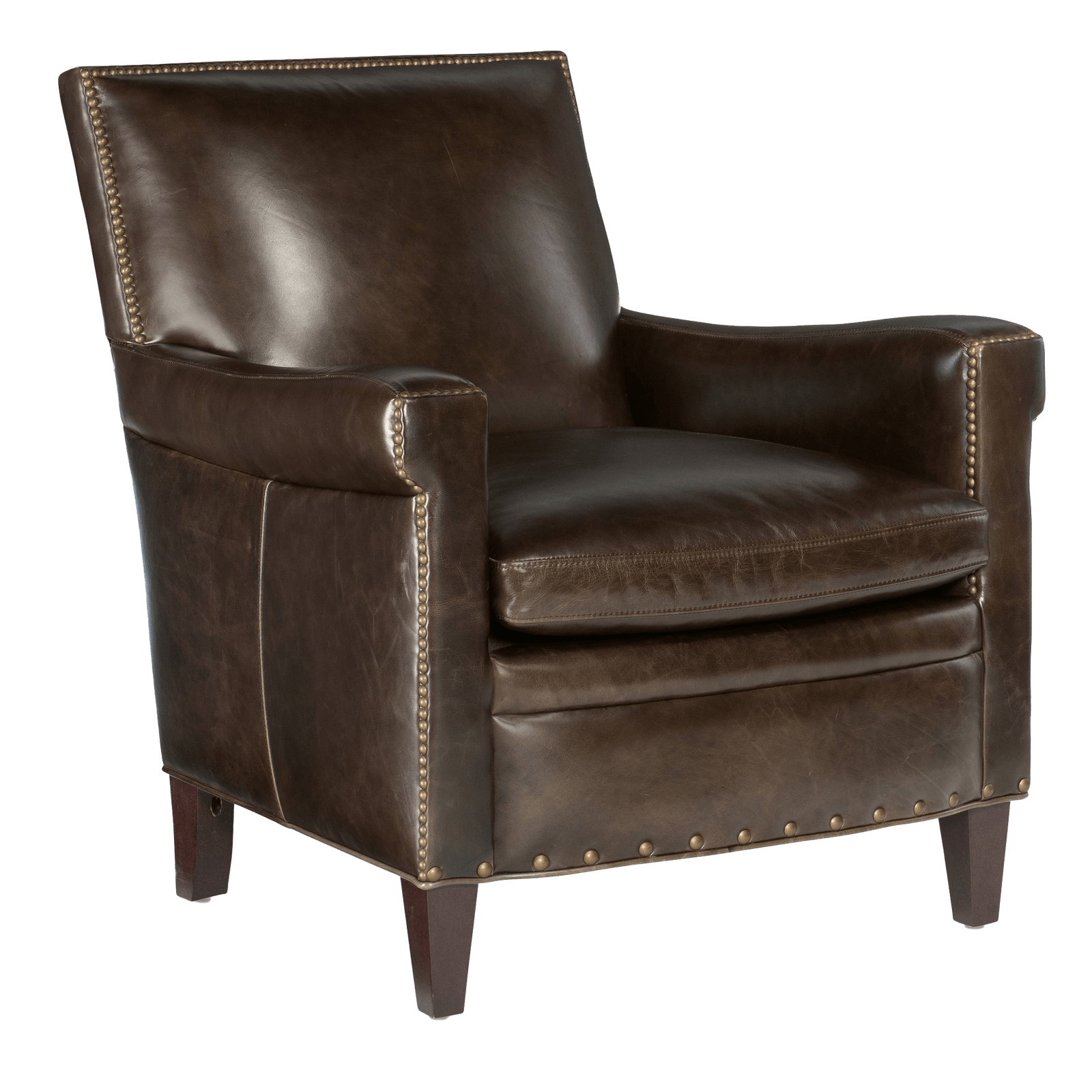 Blaise Club Chair in Caramel & Espresso Leather with Nailhead Trim