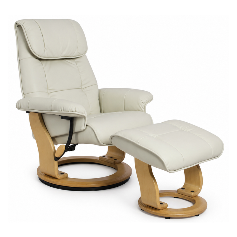 Muscat Leather Swivel Recliner with Matching Ottoman