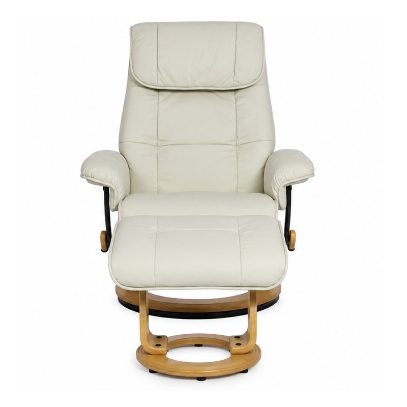 Muscat Leather Swivel Recliner with Matching Ottoman