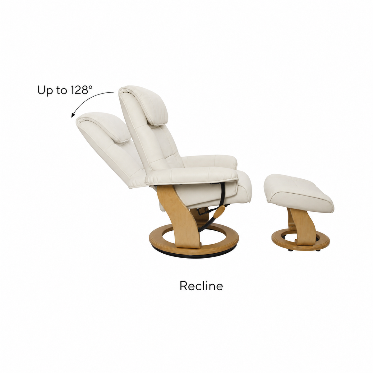 Muscat Leather Swivel Recliner with Matching Ottoman