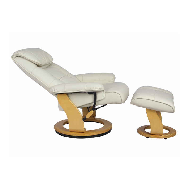 Muscat Leather Swivel Recliner with Matching Ottoman