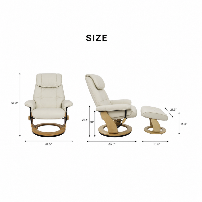 Muscat Leather Swivel Recliner with Matching Ottoman