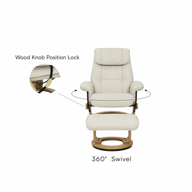 Muscat Leather Swivel Recliner with Matching Ottoman