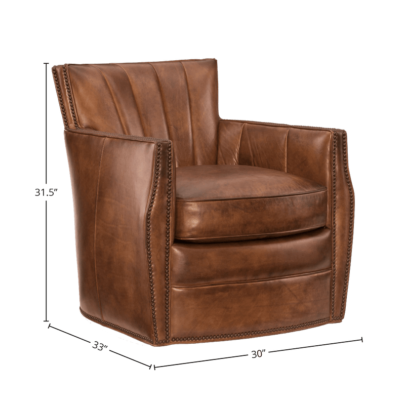 Caiden 30" Wide Swivel Side Chair, Leather - Coja