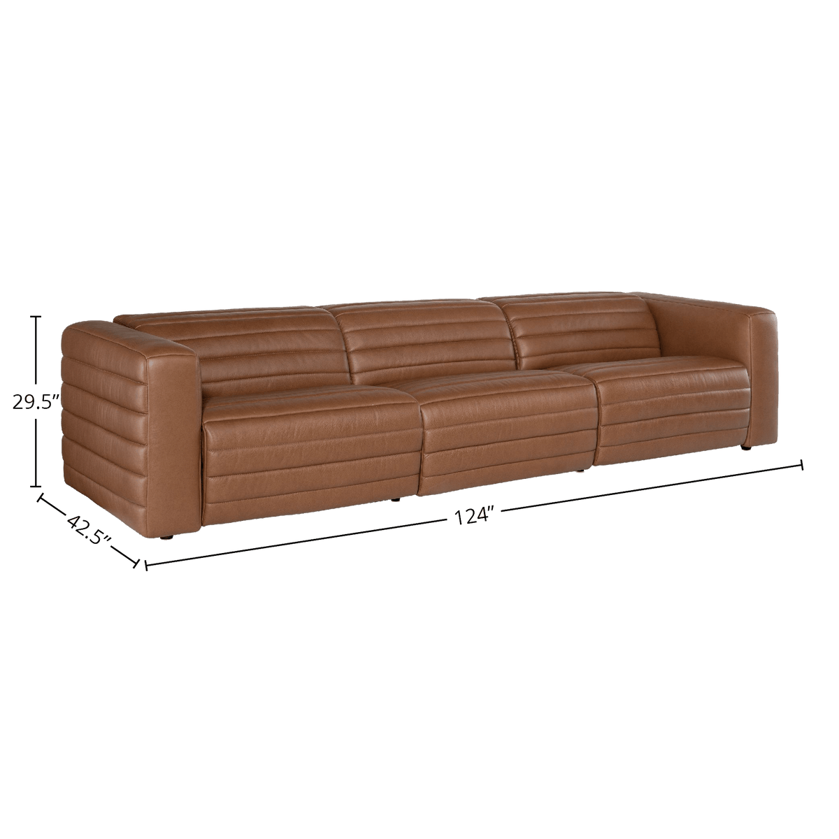 Cathal 124&quot; Wide 3 - Piece Upholstered Leather Sofa, Brown - Coja