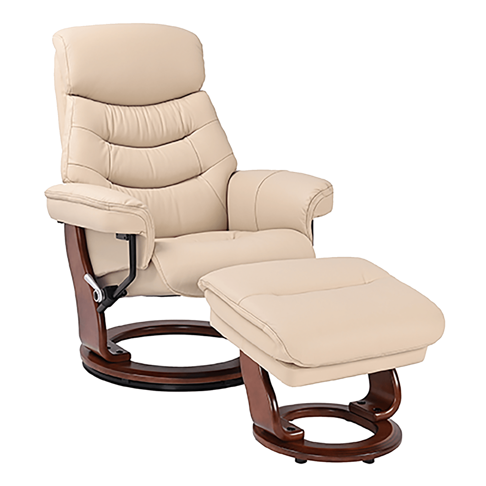 Callano Leather Swivel Recliner with Matching Storage Ottoman