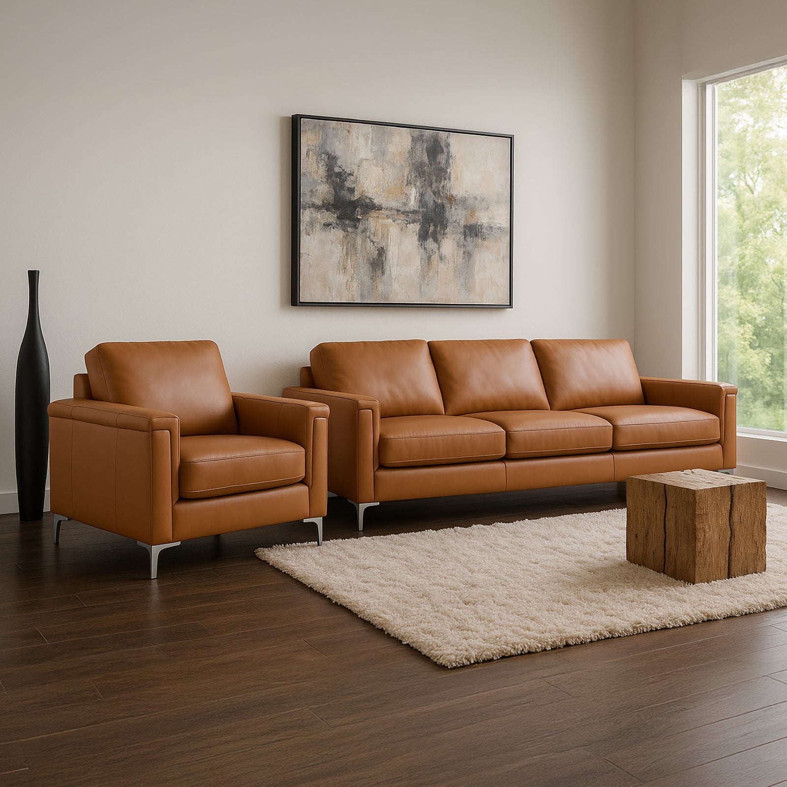 Cambil Leather Sofa and Chair Set