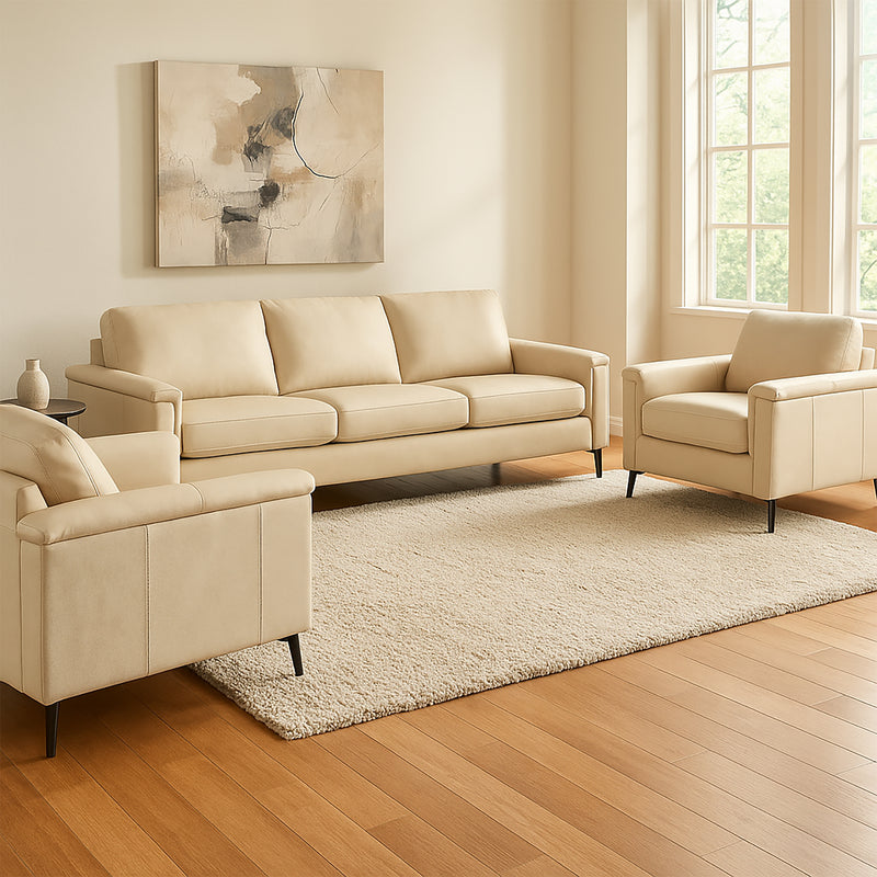 Cambil Leather Sofa and Two Chairs Set