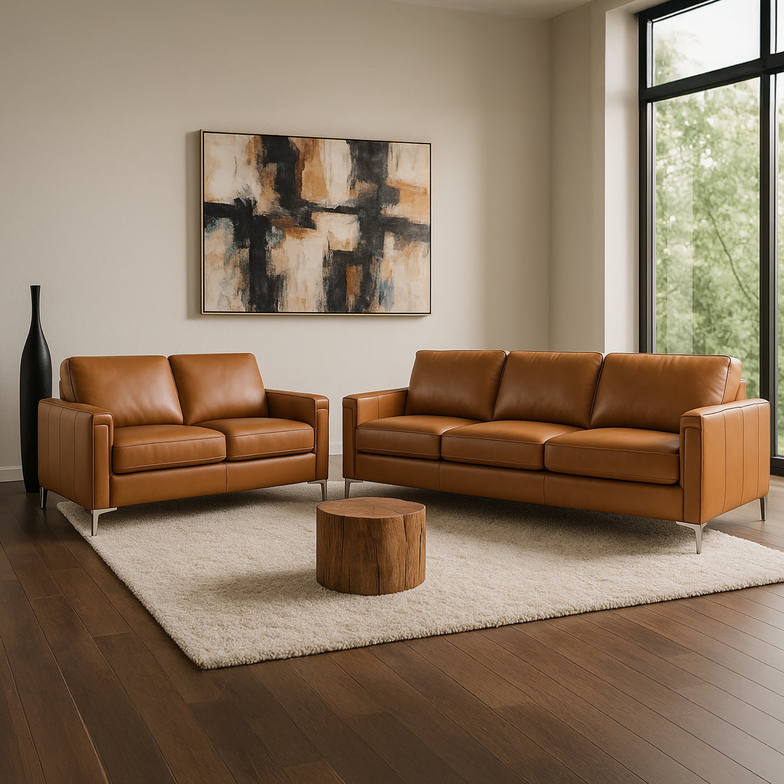 Cambil Leather Sofa and Loveset Set