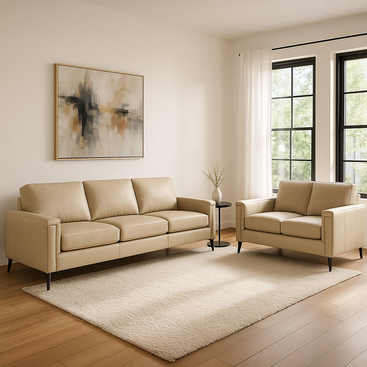 Cambil Leather Sofa and Loveset Set