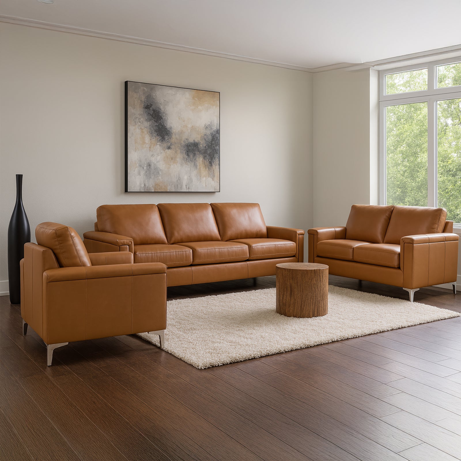 Cambil Leather Sofa, Loveseat and Chair Set
