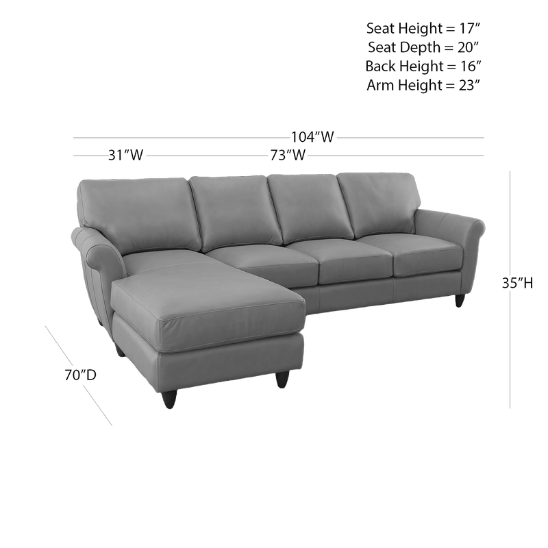 Cherish Leather Chofa Sectional Left Facing - Coja