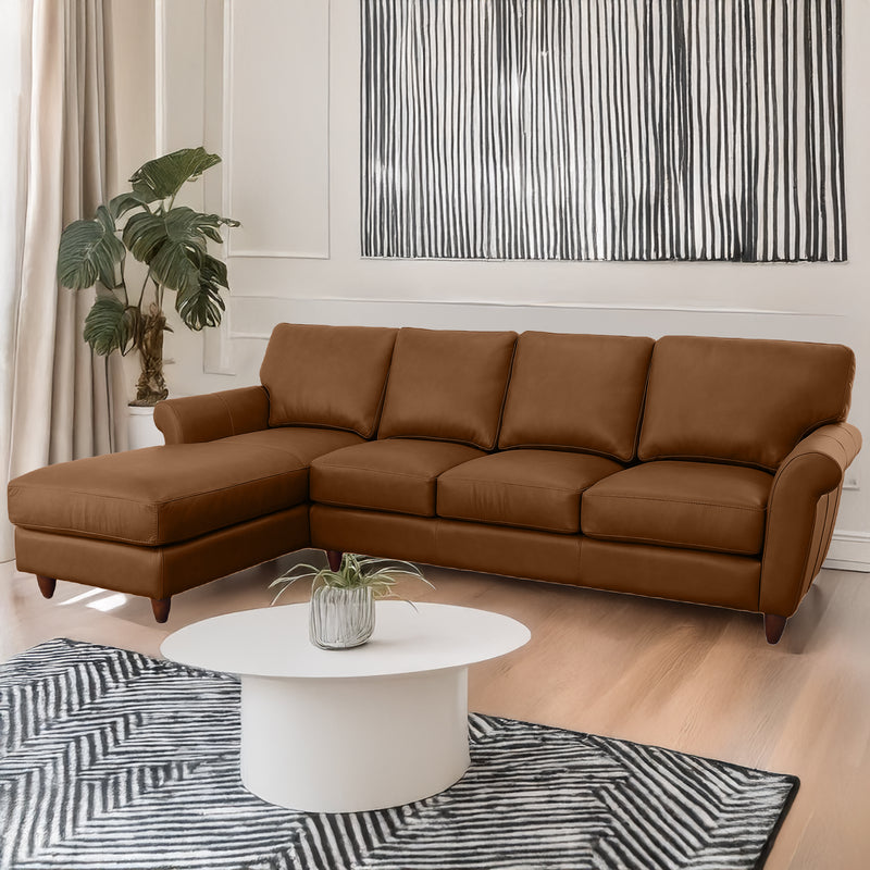 Cherish Leather Chofa Sectional Left Facing - Coja