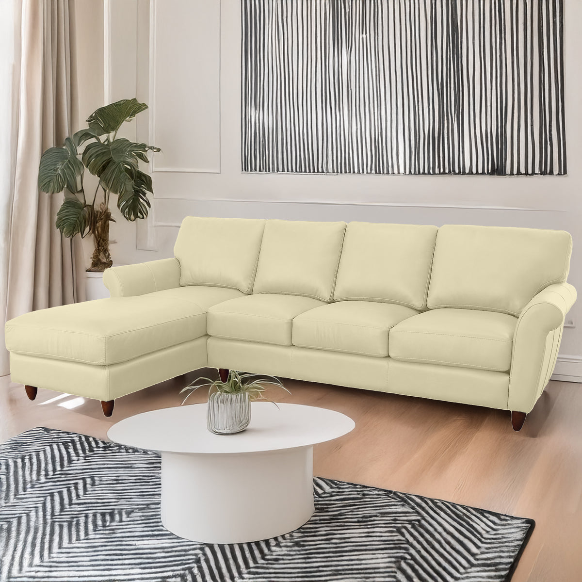Cherish Leather Chofa Sectional Left Facing - Coja