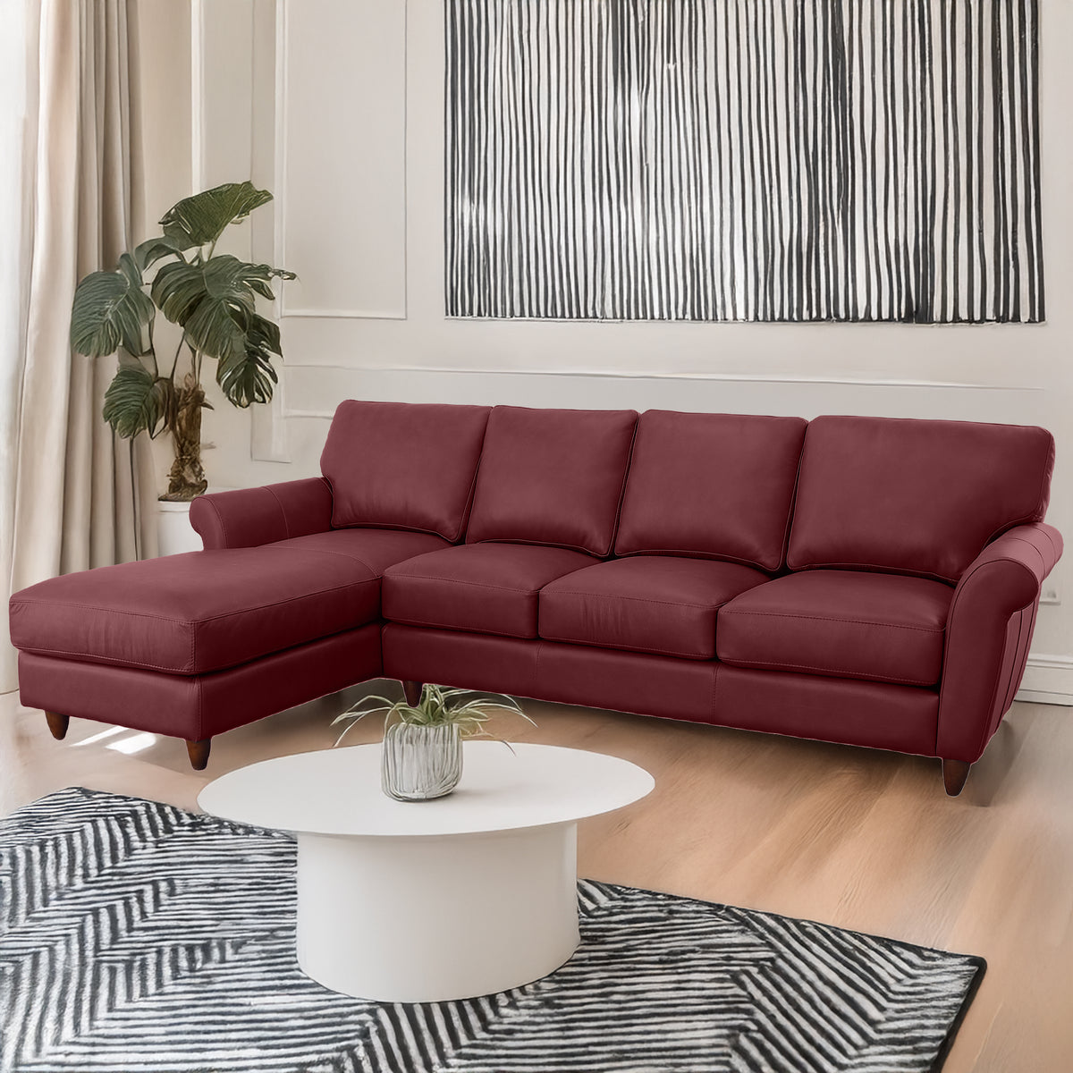 Cherish Leather Chofa Sectional Left Facing - Coja