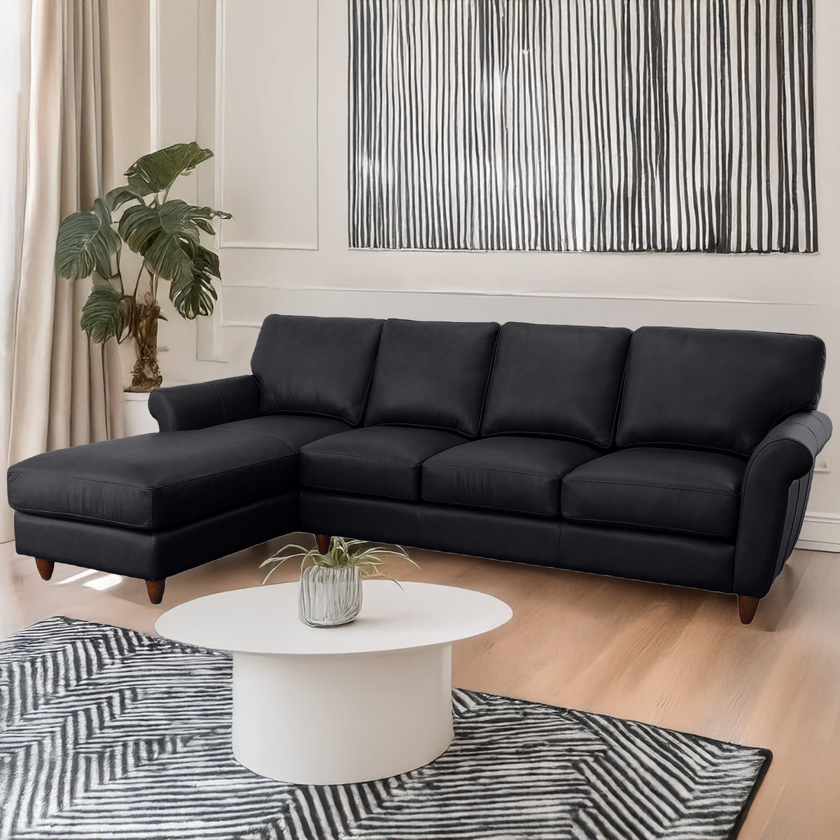 Cherish Leather Chofa Sectional Left Facing - Coja