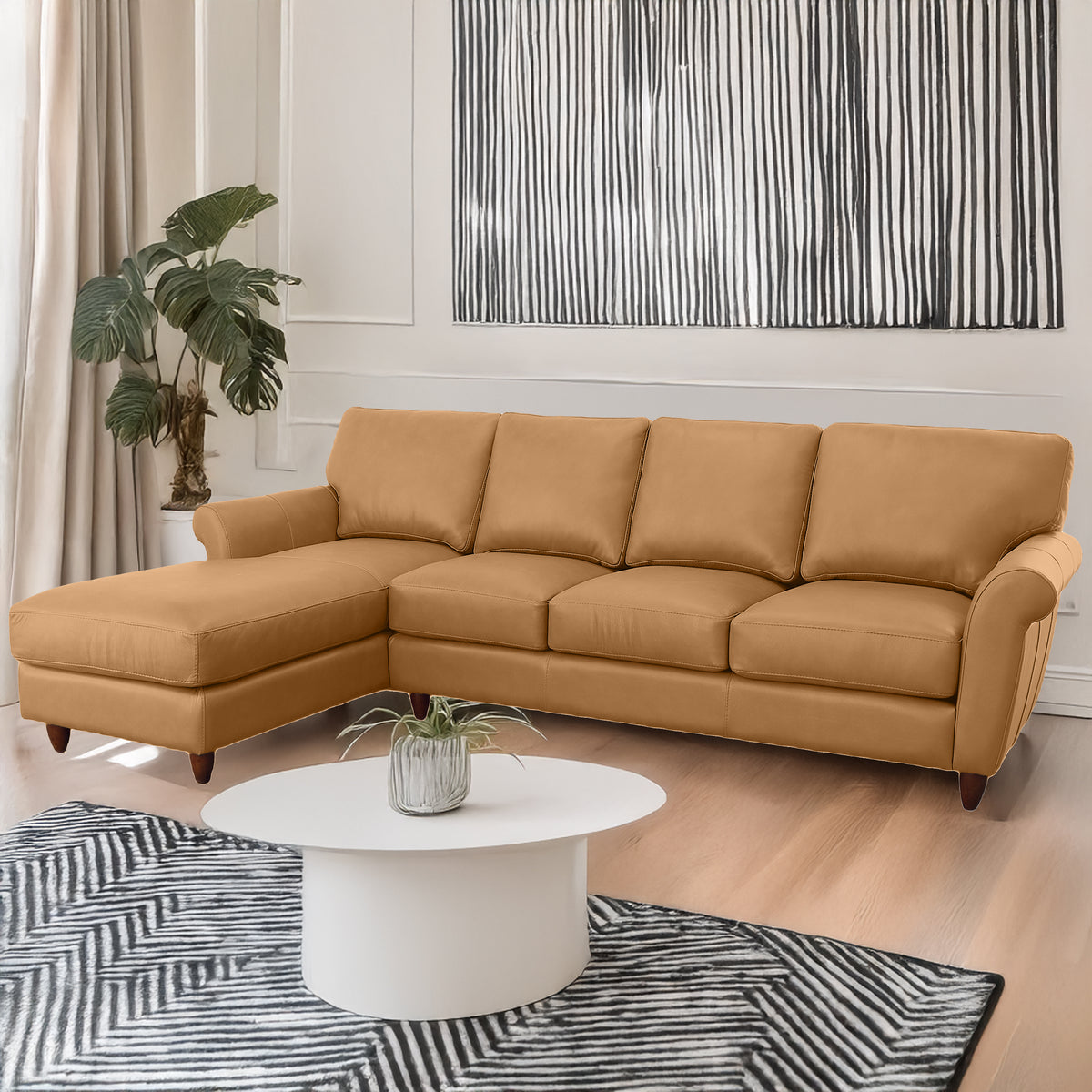 Cherish Leather Chofa Sectional Left Facing - Coja