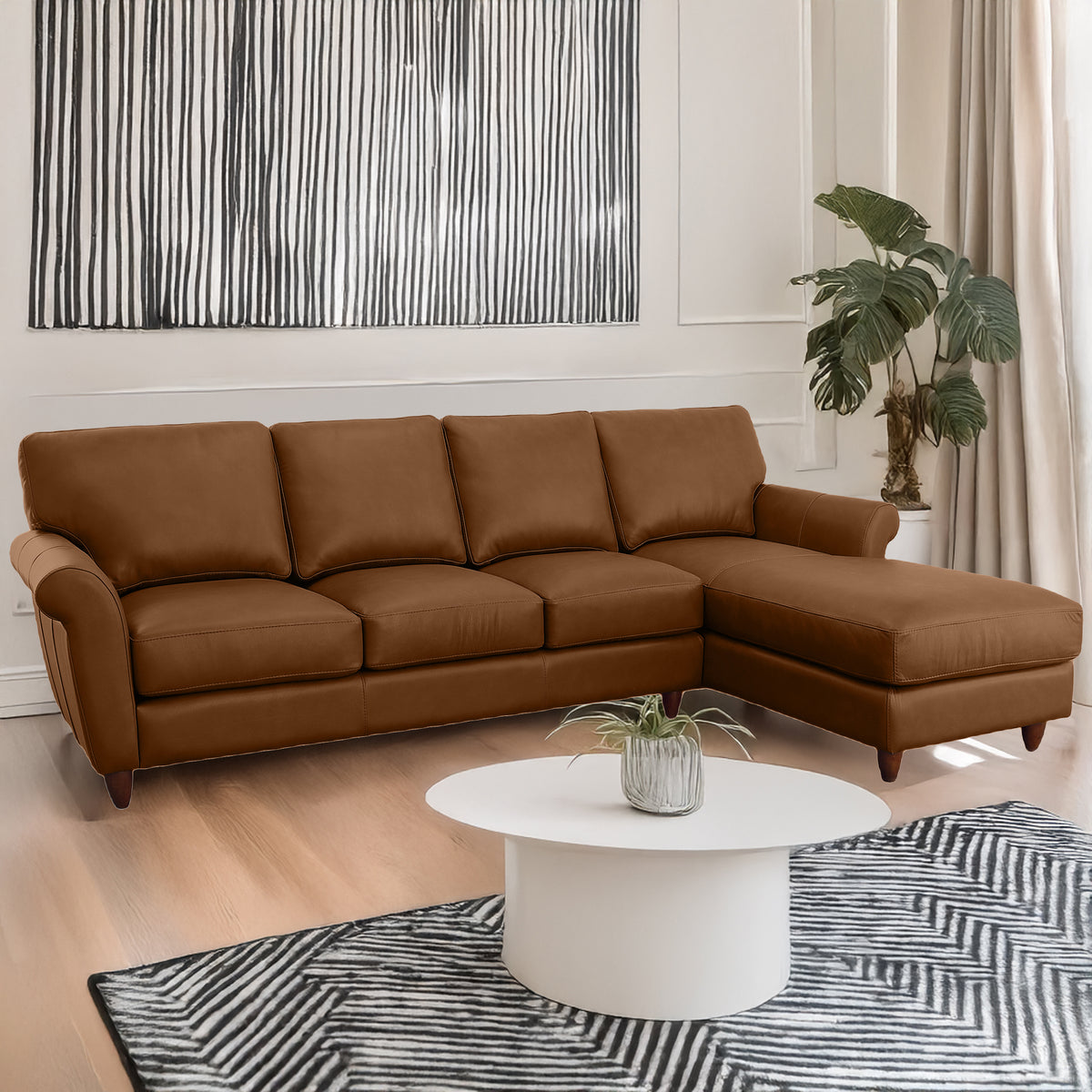 Cherish Leather Chofa Sectional Right Facing - Coja