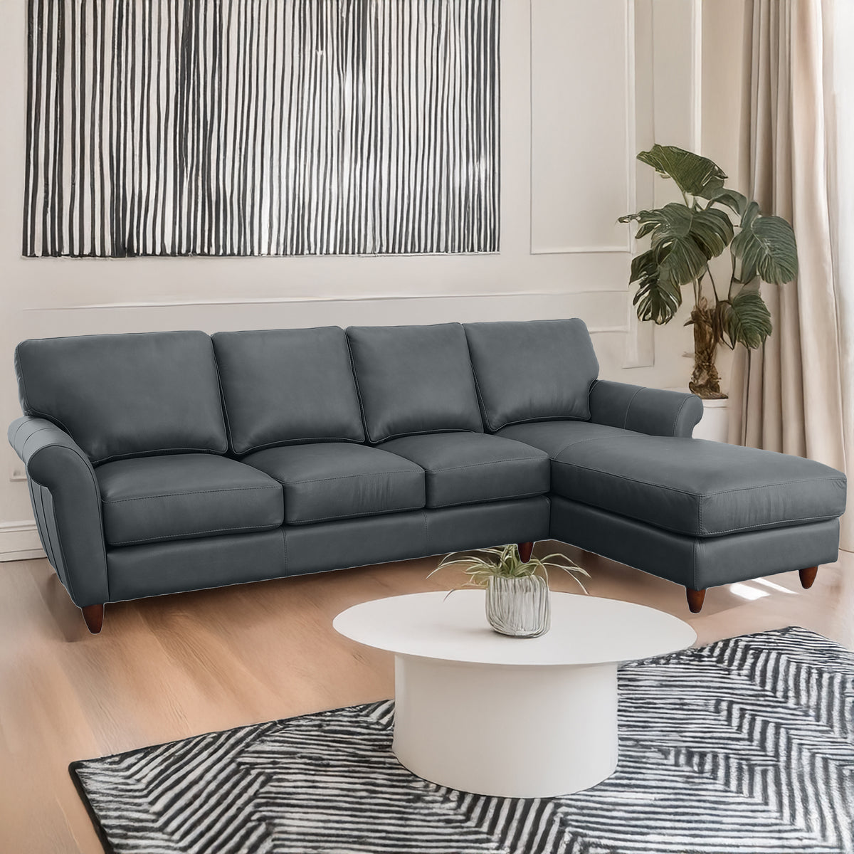 Cherish Leather Chofa Sectional Right Facing - Coja