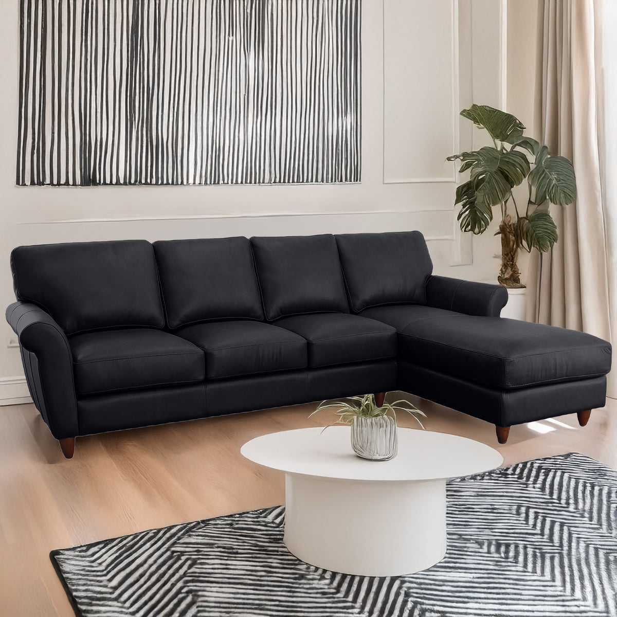 Cherish Leather Chofa Sectional Right Facing - Coja