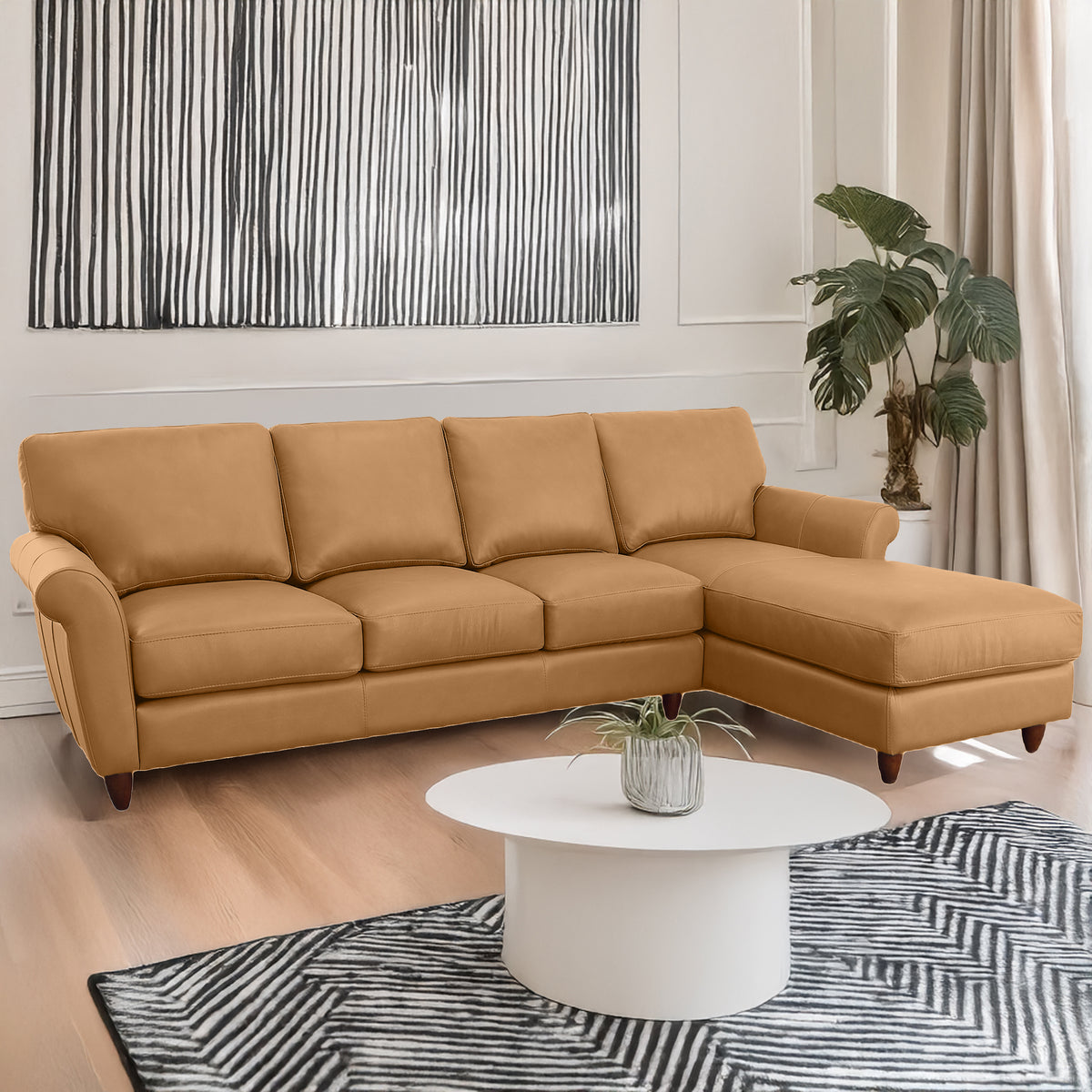 Cherish Leather Chofa Sectional Right Facing - Coja