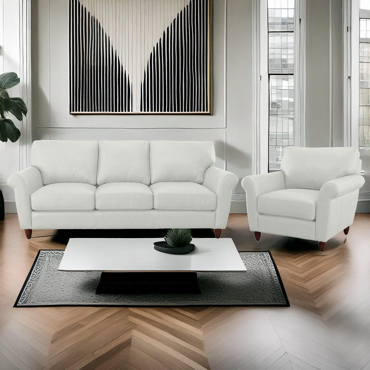 Cherish Leather Sofa & Chair Set - Coja