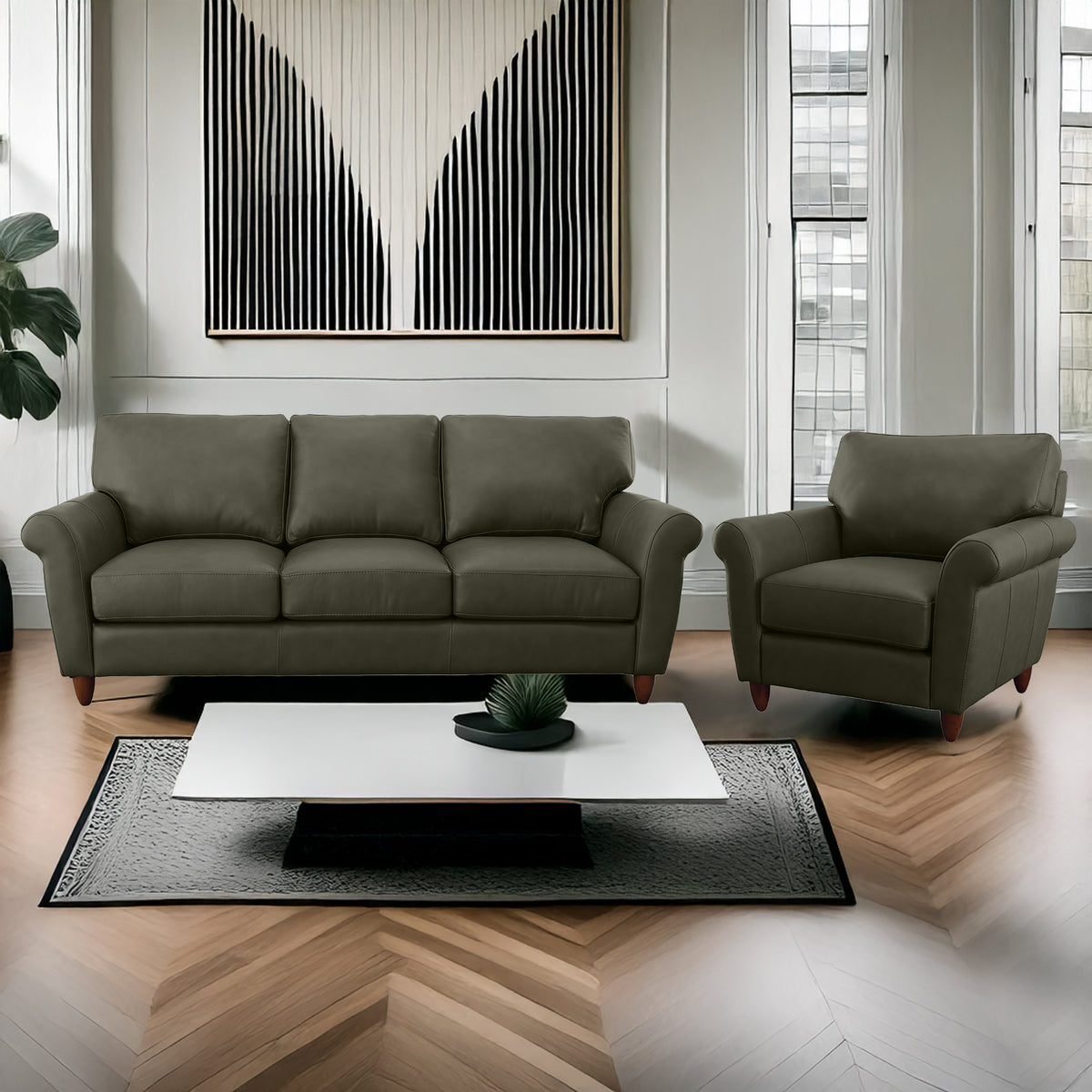 Cherish Leather Sofa & Chair Set - Coja