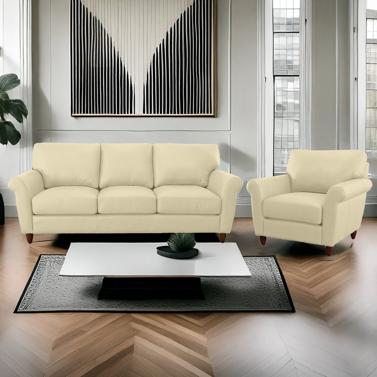 Cherish Leather Sofa & Chair Set - Coja