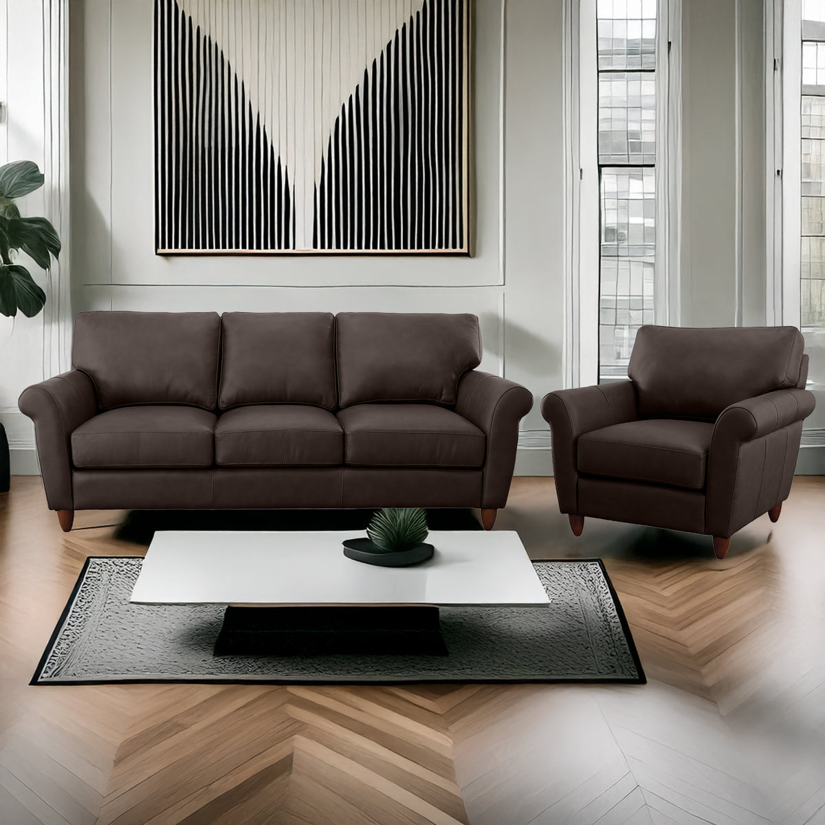 Cherish Leather Sofa & Chair Set - Coja