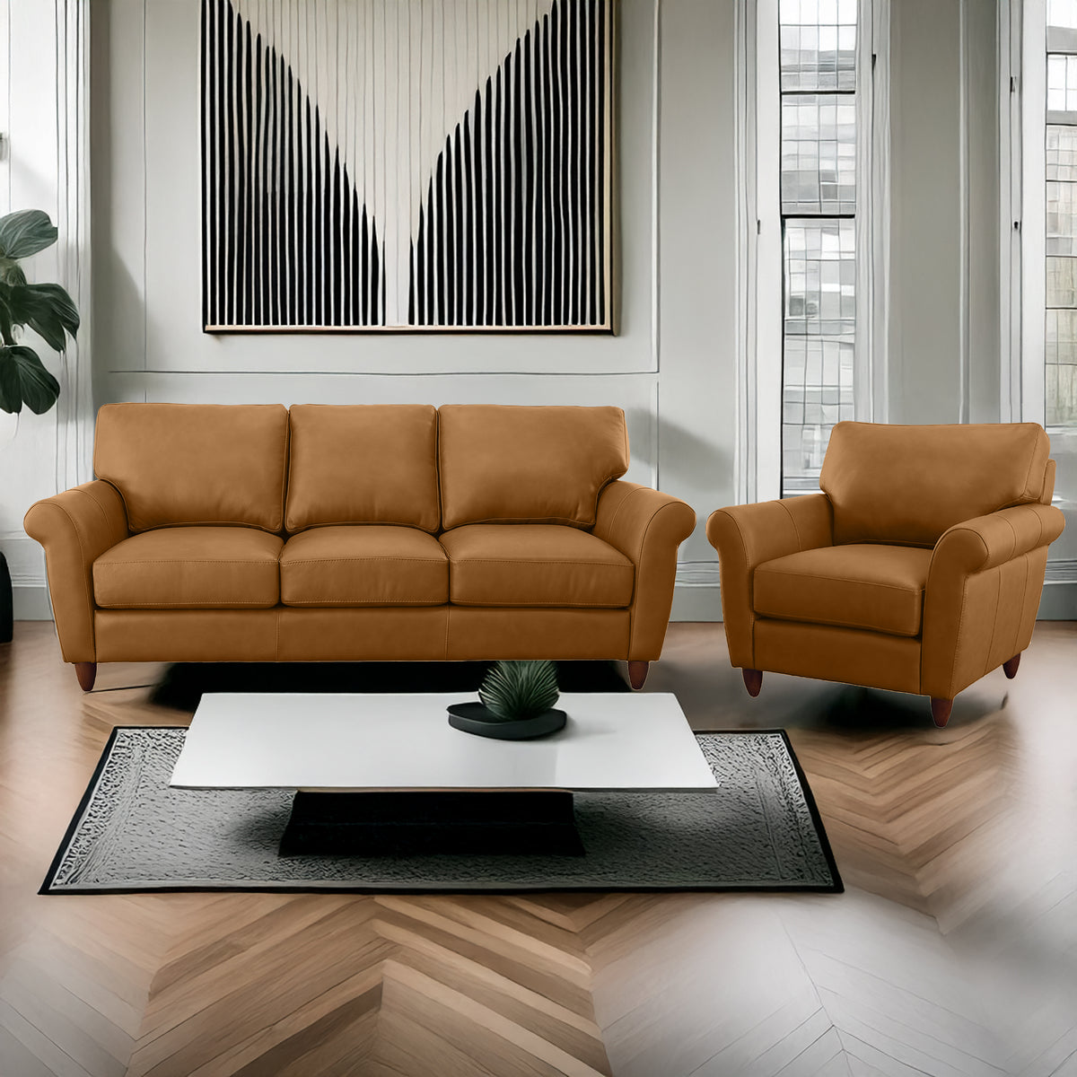 Cherish Leather Sofa & Chair Set - Coja