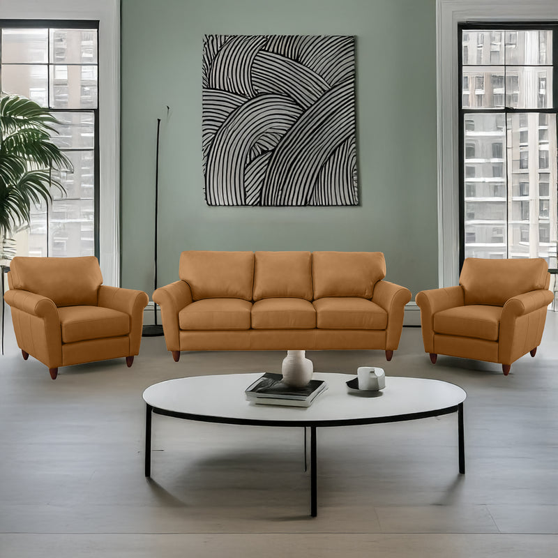 Cherish Leather Sofa & Two Chair Set - Coja