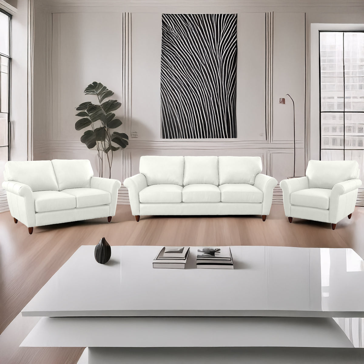 Cherish Leather Sofa, Loveseat & Chair Set - Coja