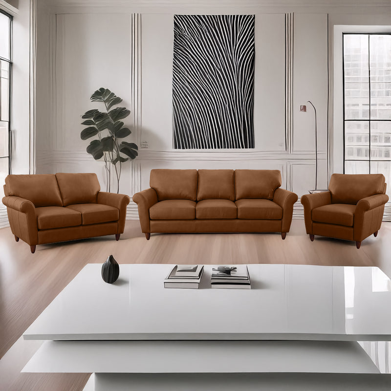 Cherish Leather Sofa, Loveseat & Chair Set - Coja