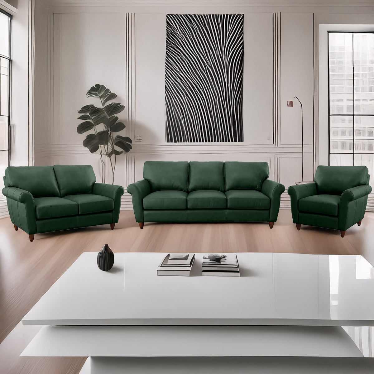 Cherish Leather Sofa, Loveseat & Chair Set - Coja