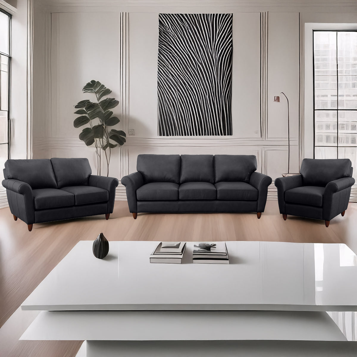 Cherish Leather Sofa, Loveseat & Chair Set - Coja