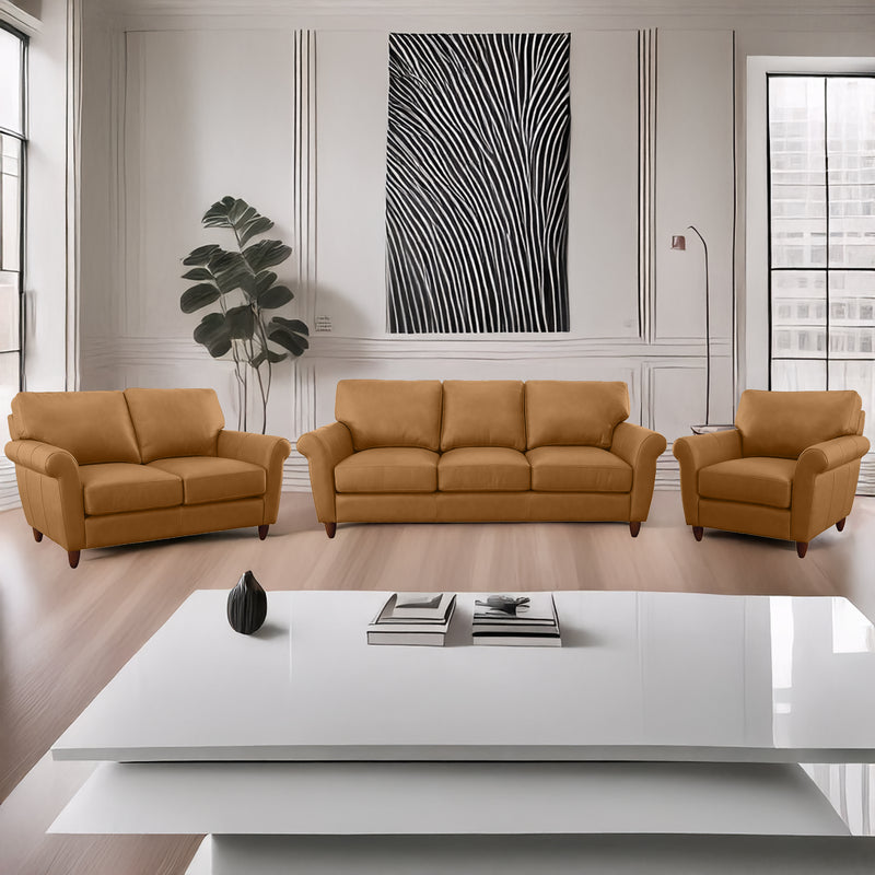 Cherish Leather Sofa, Loveseat & Chair Set - Coja