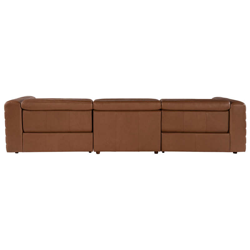 Cathal 124" Wide 3 - Piece Upholstered Leather Sofa, Brown - Coja