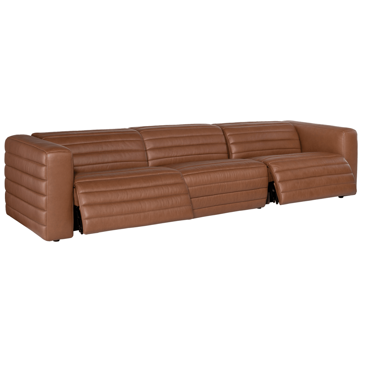 Cathal 124&quot; Wide 3 - Piece Upholstered Leather Sofa, Brown - Coja